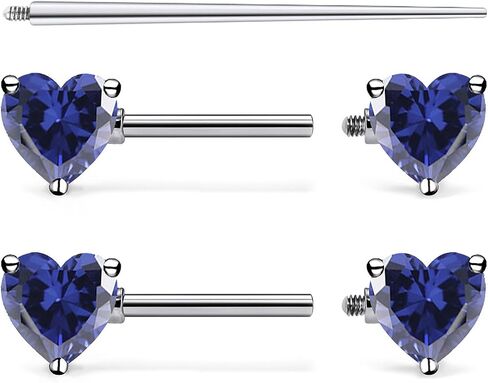 F136 Titanium داخليًا متمة 14G حلقات مجوهرات ثقب الحلمة 14 Gauge 14mm Bars Cute Multicolor Heart Diamond Barbells for Women in Kuwait