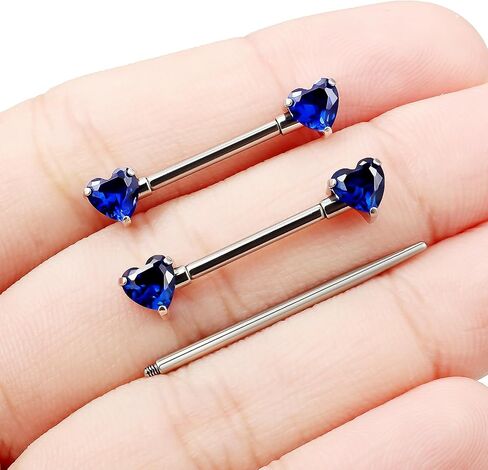F136 Titanium داخليًا متمة 14G حلقات مجوهرات ثقب الحلمة 14 Gauge 14mm Bars Cute Multicolor Heart Diamond Barbells for Women in Kuwait