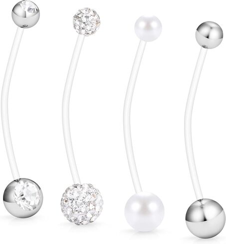 PRJNDJW BELLY BUNTINGE RING 14 مم حلقات بطن طويلة الفولاذ الجراحي للنساء للنساء حلقات بطن حلقات زر بطن طويلة طويلة CZ 14G حلقة السرة الخارجي/الداخلي حلقات زر البطن in Saudi Arabia