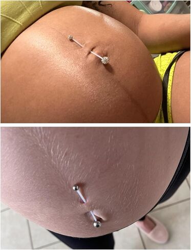 PRJNDJW BELLY BUNTINGE RING 14 مم حلقات بطن طويلة الفولاذ الجراحي للنساء للنساء حلقات بطن حلقات زر بطن طويلة طويلة CZ 14G حلقة السرة الخارجي/الداخلي حلقات زر البطن in Saudi Arabia