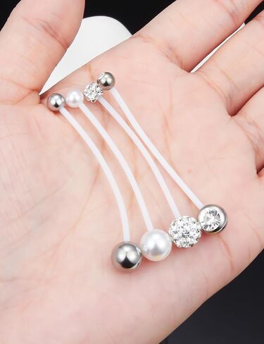 PRJNDJW BELLY BUNTINGE RING 14 مم حلقات بطن طويلة الفولاذ الجراحي للنساء للنساء حلقات بطن حلقات زر بطن طويلة طويلة CZ 14G حلقة السرة الخارجي/الداخلي حلقات زر البطن in Saudi Arabia
