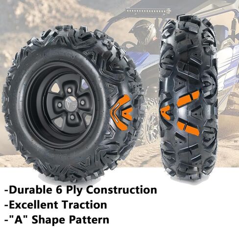 ATV/UTV Tires 25x10-12, 25x10x12 ATV Tires and Wheels Set, 6PR, 4x137 Bolt Pattern, 4+3 Offset, Compatible With UTV ATV Off-Road Vehicles, Set of 2 in Saudi Arabia