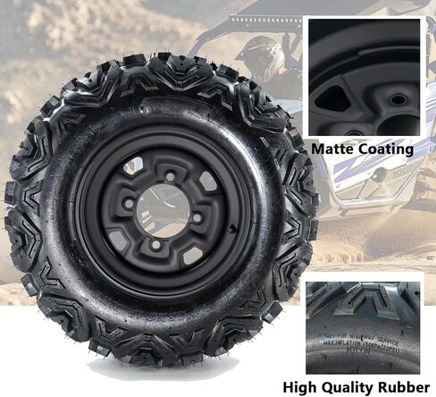 ATV/UTV Tires 25x10-12, 25x10x12 ATV Tires and Wheels Set, 6PR, 4x137 Bolt Pattern, 4+3 Offset, Compatible With UTV ATV Off-Road Vehicles, Set of 2 in Saudi Arabia