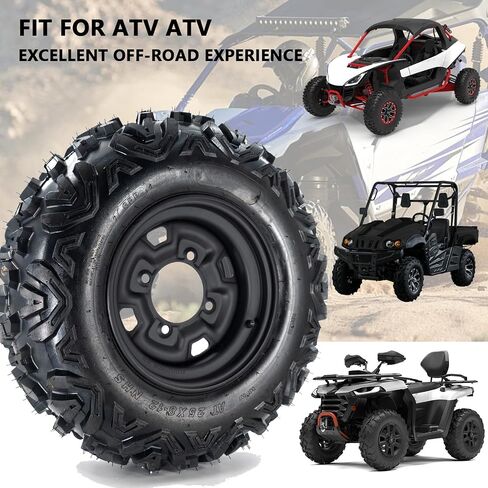 ATV/UTV Tires 25x10-12, 25x10x12 ATV Tires and Wheels Set, 6PR, 4x137 Bolt Pattern, 4+3 Offset, Compatible With UTV ATV Off-Road Vehicles, Set of 2 in Saudi Arabia