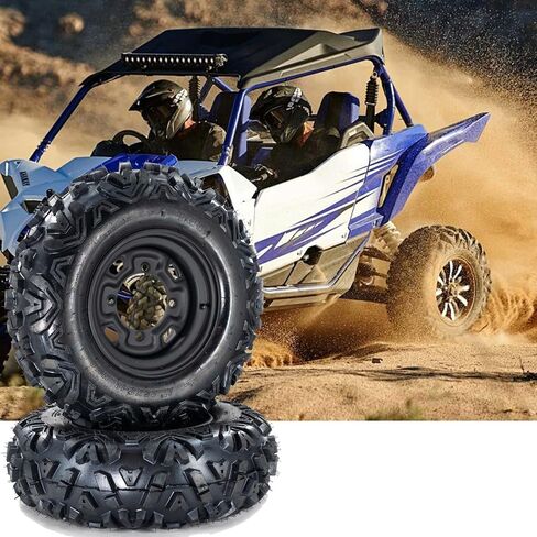 ATV/UTV Tires 25x10-12, 25x10x12 ATV Tires and Wheels Set, 6PR, 4x137 Bolt Pattern, 4+3 Offset, Compatible With UTV ATV Off-Road Vehicles, Set of 2 in Saudi Arabia
