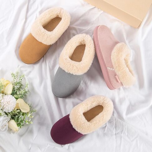 EverFoams Women's Faux Fur Bootie Slippers Ladies House Shoes with Bedroom Memory Foam and Indoor Outdoor Rubber Sole Tan, 9-10 US in Kuwait