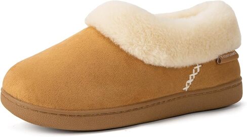 EverFoams Women's Faux Fur Bootie Slippers Ladies House Shoes with Bedroom Memory Foam and Indoor Outdoor Rubber Sole Tan, 9-10 US in Kuwait