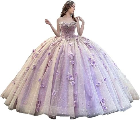 Trhtx Princess Sweethearty Quinceanera فساتين الزهور الدانتيل ثوب اللمع in Kuwait