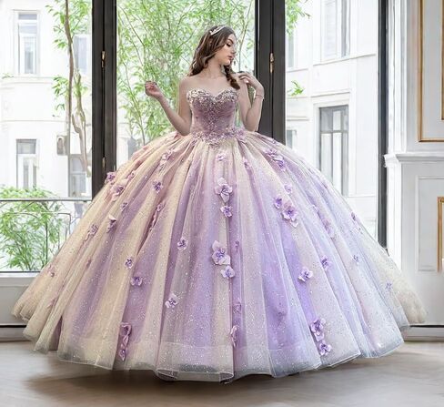 Trhtx Princess Sweethearty Quinceanera فساتين الزهور الدانتيل ثوب اللمع in Kuwait