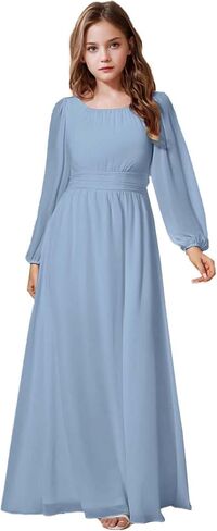 Junior Bridesmaid Dresses Long Sleeve Girls Formal Flower Girl Dress First Communion Gown in Saudi Arabia