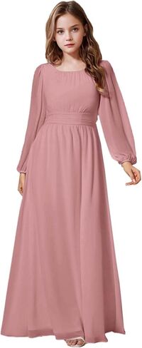 Junior Bridesmaid Dresses Long Sleeve Girls Formal Flower Girl Dress First Communion Gown in Saudi Arabia