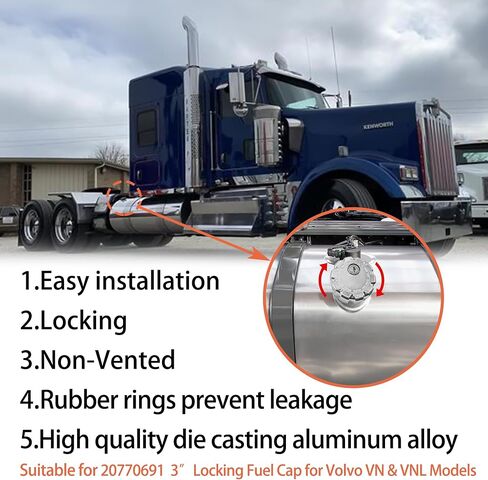 2pcs 20770691 3 ″ قفل قبعة الوقود ، غطاء خزان الوقود الشاحنات متوافق مع طرازات Volvo VN & VNL الشاحنات الثقيلة ، يحل محل # S-23949 20511590 Vol20770691 غطاء خزان الوقود (2PC) in Saudi Arabia