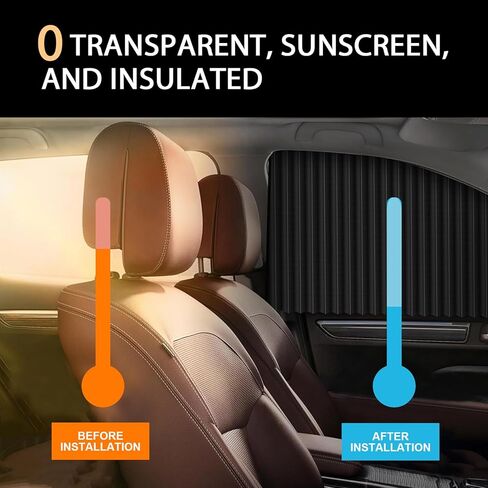 2 PCS Car Window Shades, Retractable Car Side Window Sun Shade, Summer Sun Blocker Automotive Privacy Curtains, Fit for Front Side Windows (Black) in Kuwait