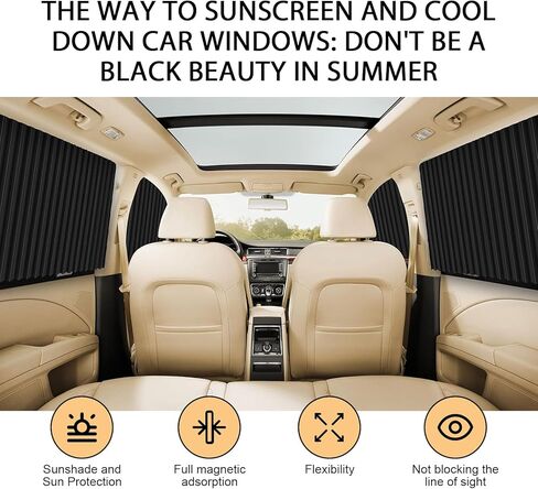 2 PCS Car Window Shades, Retractable Car Side Window Sun Shade, Summer Sun Blocker Automotive Privacy Curtains, Fit for Front Side Windows (Black) in Kuwait