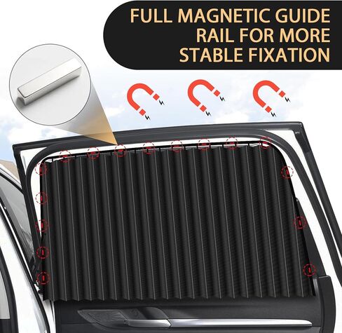 2 PCS Car Window Shades, Retractable Car Side Window Sun Shade, Summer Sun Blocker Automotive Privacy Curtains, Fit for Front Side Windows (Black) in Kuwait