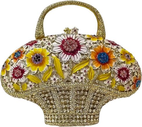 Fancy Vintage Flower Crystal Clutch Sunflower Basket Rhinestone Purse Women Evening Bag Party Cocktail Bag in Saudi Arabia