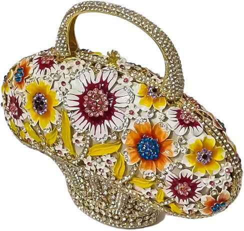 Fancy Vintage Flower Crystal Clutch Sunflower Basket Rhinestone Purse Women Evening Bag Party Cocktail Bag in Saudi Arabia