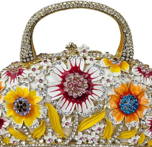 Fancy Vintage Flower Crystal Clutch Sunflower Basket Rhinestone Purse Women Evening Bag Party Cocktail Bag in Saudi Arabia