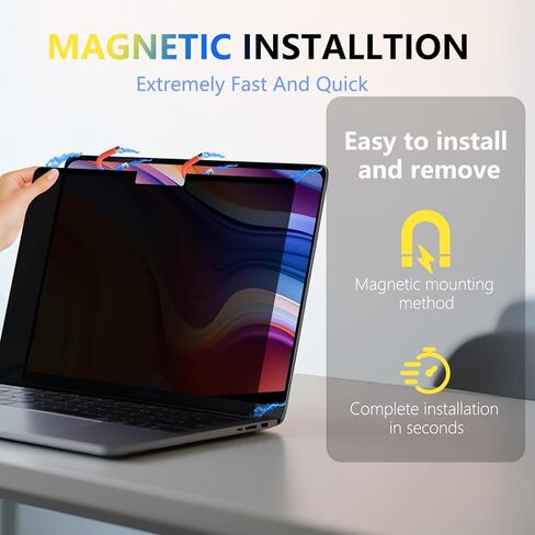 Magnetic Privacy Screen Protector for MacBook Air 13.6" & 2022-2025 (M2/M3/M4) | Removable Anti-Spy Filter & Anti-Glare Shield | Blue Light Blocking [Compatible with A2681/A3133/A3240] in Kuwait