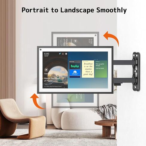 PUTORSEN Echo Show 15 حامل دوار وإمالة، دوران شاشة 360 درجة، عرض Echo Show 15 قابل للتعديل، يحمل ما يصل إلى 5.5 رطل، أسود in Kuwait
