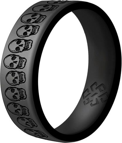 Knot Theory Skulls Skeletons Silicone Ring for Men and Women - Silicone Wedding Band for Sports Activities, Breathable Comfort Fit 6mm Bandwidth in Saudi Arabia