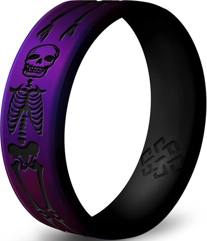 Knot Theory Skulls Skeletons Silicone Ring for Men and Women - Silicone Wedding Band for Sports Activities, Breathable Comfort Fit 6mm Bandwidth in Saudi Arabia