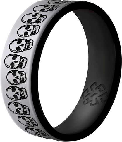Knot Theory Skulls Skeletons Silicone Ring for Men and Women - Silicone Wedding Band for Sports Activities, Breathable Comfort Fit 6mm Bandwidth in Saudi Arabia