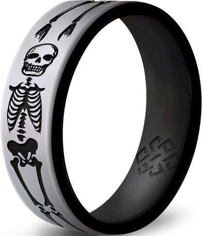Knot Theory Skulls Skeletons Silicone Ring for Men and Women - Silicone Wedding Band for Sports Activities, Breathable Comfort Fit 6mm Bandwidth in Saudi Arabia