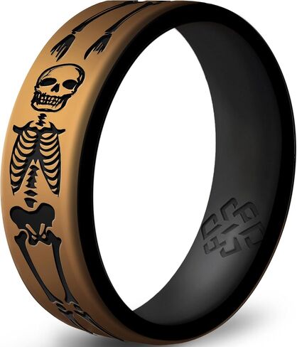 Knot Theory Skulls Skeletons Silicone Ring for Men and Women - Silicone Wedding Band for Sports Activities, Breathable Comfort Fit 6mm Bandwidth in Saudi Arabia