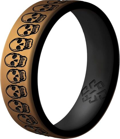 Knot Theory Skulls Skeletons Silicone Ring for Men and Women - Silicone Wedding Band for Sports Activities, Breathable Comfort Fit 6mm Bandwidth in Saudi Arabia
