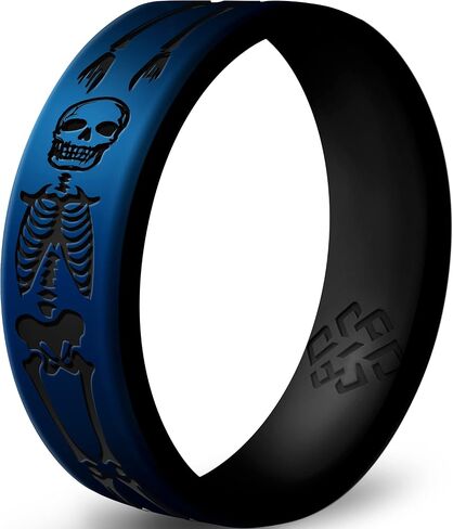 Knot Theory Skulls Skeletons Silicone Ring for Men and Women - Silicone Wedding Band for Sports Activities, Breathable Comfort Fit 6mm Bandwidth in Saudi Arabia