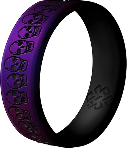 Knot Theory Skulls Skeletons Silicone Ring for Men and Women - Silicone Wedding Band for Sports Activities, Breathable Comfort Fit 6mm Bandwidth in Saudi Arabia