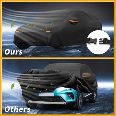 All-Weather Waterproof Car Cover - UV-Resistant Outdoor Full Exterior Protection for Renault Captur 2013-2021 190T-PU Black with Right Side Zipper in Saudi Arabia
