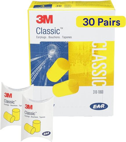 3M Classic Earplugs, Disposable, Pillow Pack, Ear Plugs for Sleeping, Snoring, Drilling, Grinding, Machining, Sawing, Sanding, Welding, 1 Pair/Pillow Pack, 30 Pair/Box in Saudi Arabia