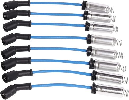 ENA Set of 8 Professional Ignition Coil and 7mm Blue Wire Set Compatible with Cadillac Chevrolet GMC Pontiac Workhorse Custom Chassis CTS B7 C6500 Topkick Firebird 5.7L 7.4L 7.2L Replacement for UF192 in Saudi Arabia
