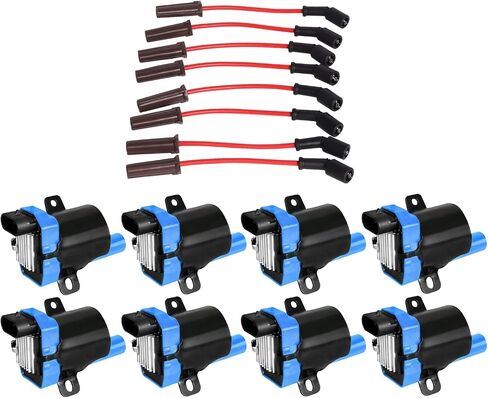 ENA Set of 8 Round Professional Ignition Coil and Red Wire Set Compatible with Chevrolet Silverado 1500 HD 6.0L V8 Replacement for UF262 in Saudi Arabia