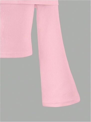 Verdusa Girl's Bowknot Off The Shoulder Cami Tops Ribbed Foldover Flare Sleeve T Shirt in Saudi Arabia