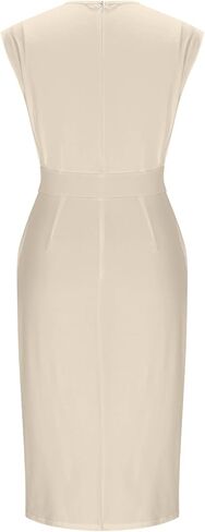 Women Cap Sleeve Midi Dress Side Split Round Neck Business عرض عارض in Saudi Arabia
