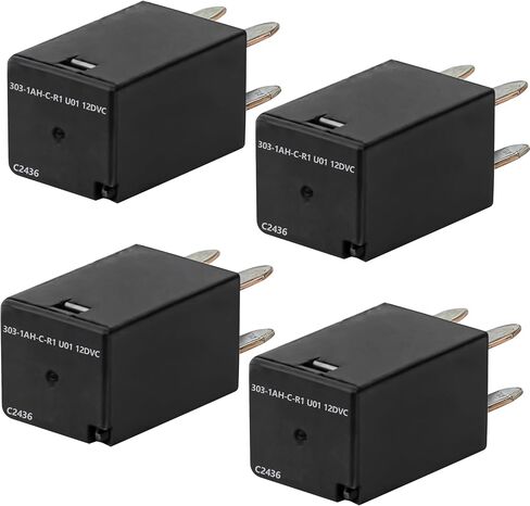 4 حزمة 303-1AH-C-R1-U01-12VDC التتابع السيارات مع 4 دبابيس ، 20 AMP 12V SPNO المرحلات مناسبة ل Polaris RZR Slingshot Ranger Sportsman Cooling Fan ومعظم نماذج السيارات العالمية (أسود) in Saudi Arabia