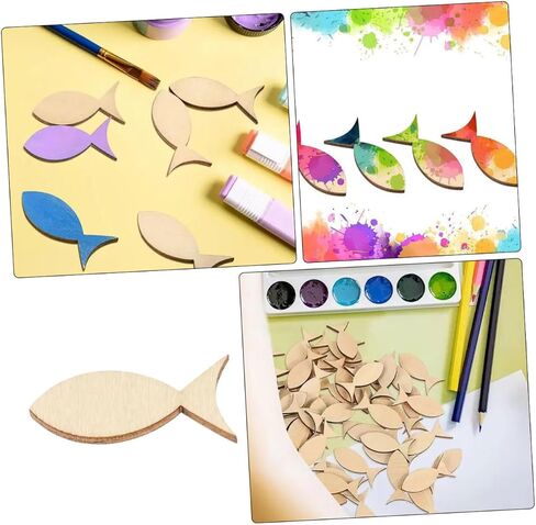 قاطعات ديكور السمك الخشبية 50 PCS DIY Craft Shapes in Saudi Arabia