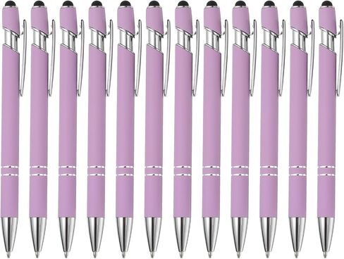 Patikil Ballpoint Pen مع طرف القلم ، 12pcs 2 في 1 Metal Pen الأسود الحبر الأسود 1.0 مم قلم الأسلوب المتوسطة لللمس 3 ، رمادي in Saudi Arabia