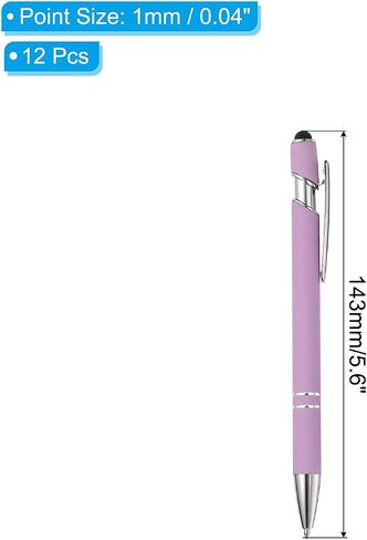 Patikil Ballpoint Pen مع طرف القلم ، 12pcs 2 في 1 Metal Pen الأسود الحبر الأسود 1.0 مم قلم الأسلوب المتوسطة لللمس 3 ، رمادي in Saudi Arabia