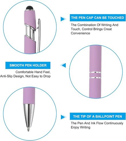 Patikil Ballpoint Pen مع طرف القلم ، 12pcs 2 في 1 Metal Pen الأسود الحبر الأسود 1.0 مم قلم الأسلوب المتوسطة لللمس 3 ، رمادي in Saudi Arabia