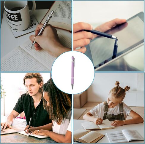 Patikil Ballpoint Pen مع طرف القلم ، 12pcs 2 في 1 Metal Pen الأسود الحبر الأسود 1.0 مم قلم الأسلوب المتوسطة لللمس 3 ، رمادي in Saudi Arabia