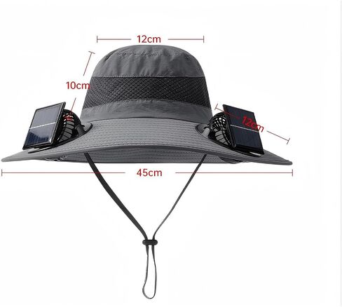 Wide Brim Sun Hat with 2 Solar Fans for Men Women, UPF 50+ Bucket Hat for Hiking, Fishing, Beach, Outdoor in Saudi Arabia