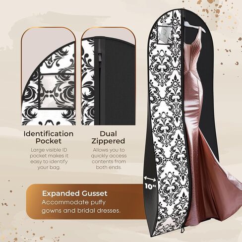 حقائبك للنساء والثوب حقيبة ثوب -72 "x24" و 10 "أكياس الحفلات الحفلات المقلدة (Tiffany/Black Dress Print) in Kuwait