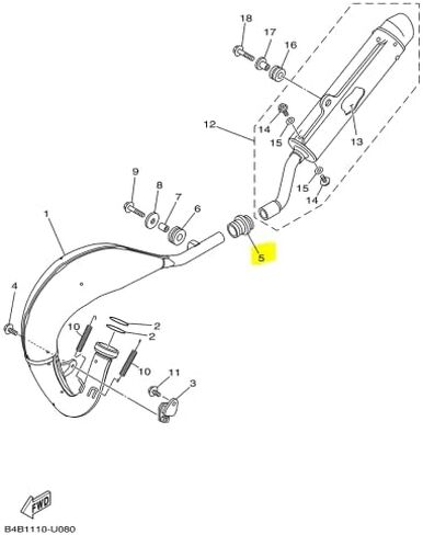 مفصل Boot العادم OEM 17W-14615-00-00 متوافق مع Yamaha YZ65 YZ80 YZ85 (1993-2024) ، Black in Saudi Arabia