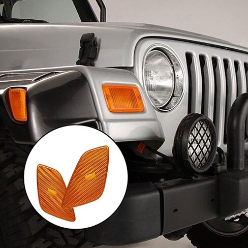 2 pcs Left & Right Front Side Marker Lights Housings Compatible with 1997-2006 JP Wrangler TJ Fender Turn Signal Lens Assembly Replaces 55155629AC 55155628AC in Saudi Arabia