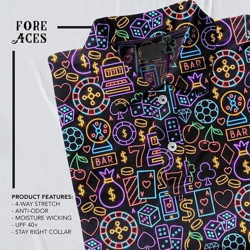 Mens Golf Shirt Moisture Wicking Quick-Dry 3D Printed Performance Polo Summer in Kuwait