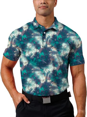 Mens Golf Shirt Moisture Wicking Quick-Dry 3D Printed Performance Polo Summer in Kuwait